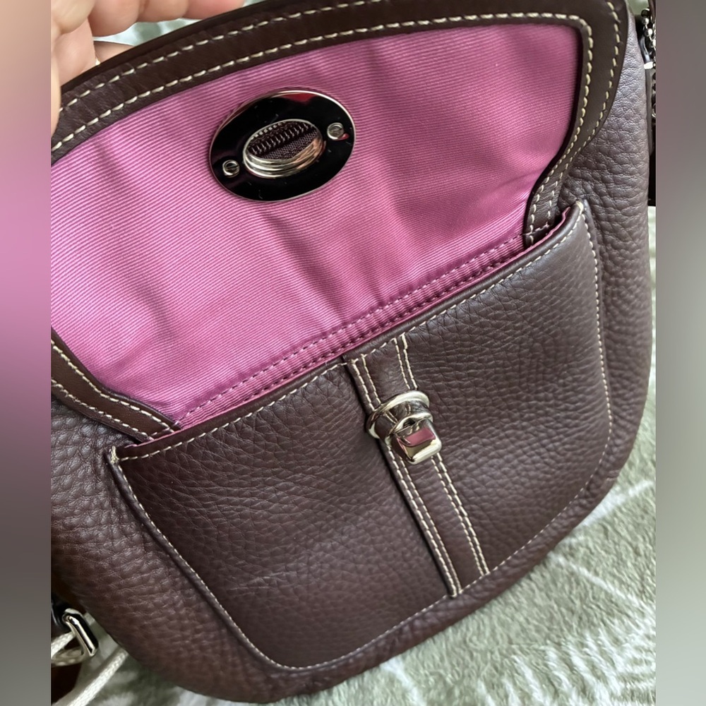 COACH Bag,Coach Pebbled Leather Crossbody Bag in Dark Brown with Silver Hardware - Picture 13 of 14